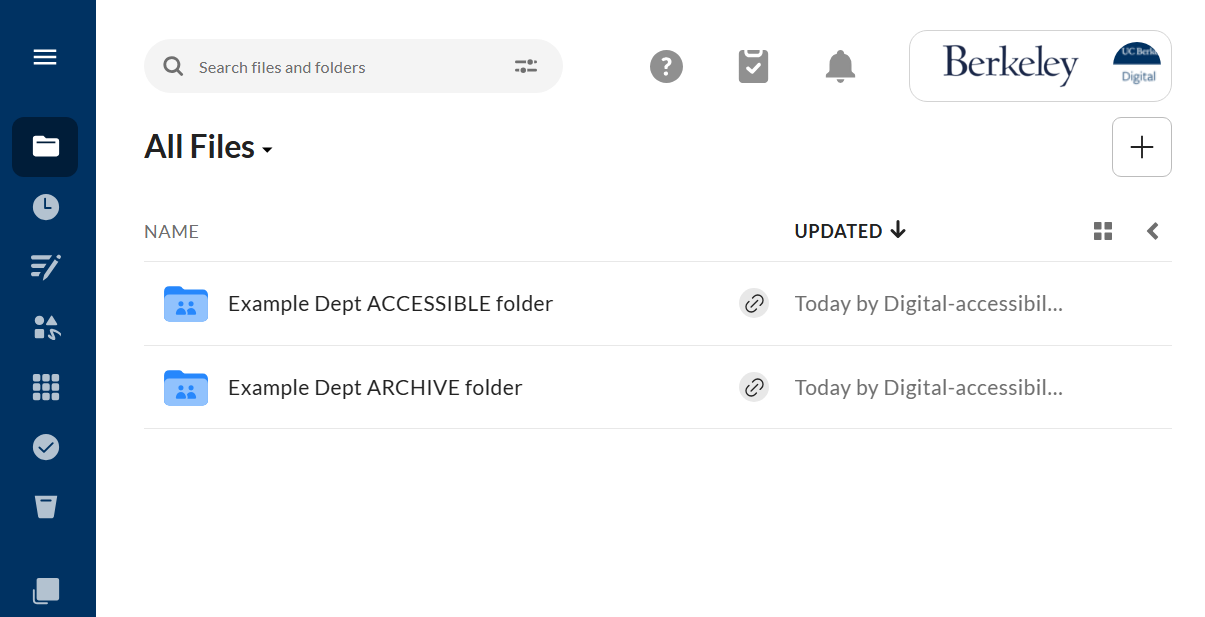 Box interface - editor view of all files