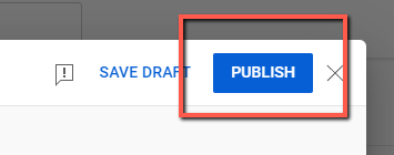 Publish button is highlighted