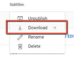 Arrow pointing to download in the edit drop-down menu