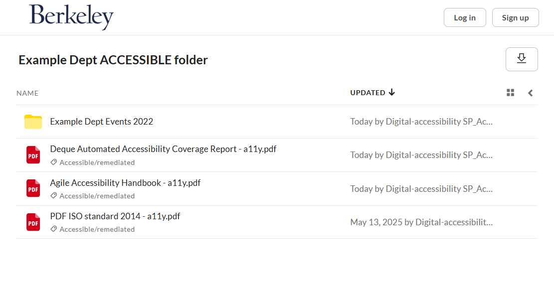 Public view of folders shows documents and folders with tags, but not collections